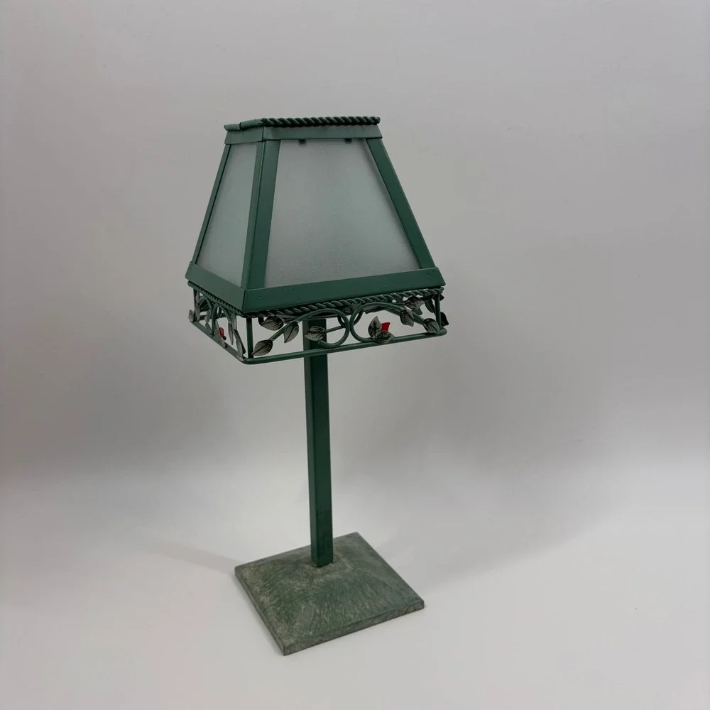 Vintage Green Slag Glass Panel  Cottagecore Whimsical Lamp Desk Accent Lighting